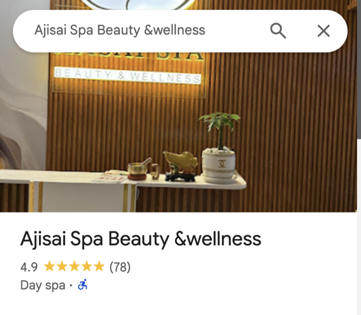 Ajisai Spa Google profile at 78 reviews