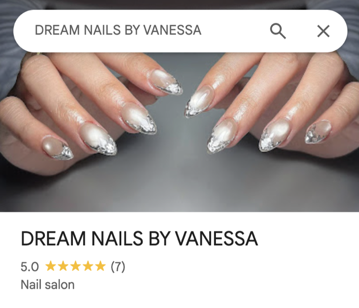Dream Nails Google profile at 7 reviews